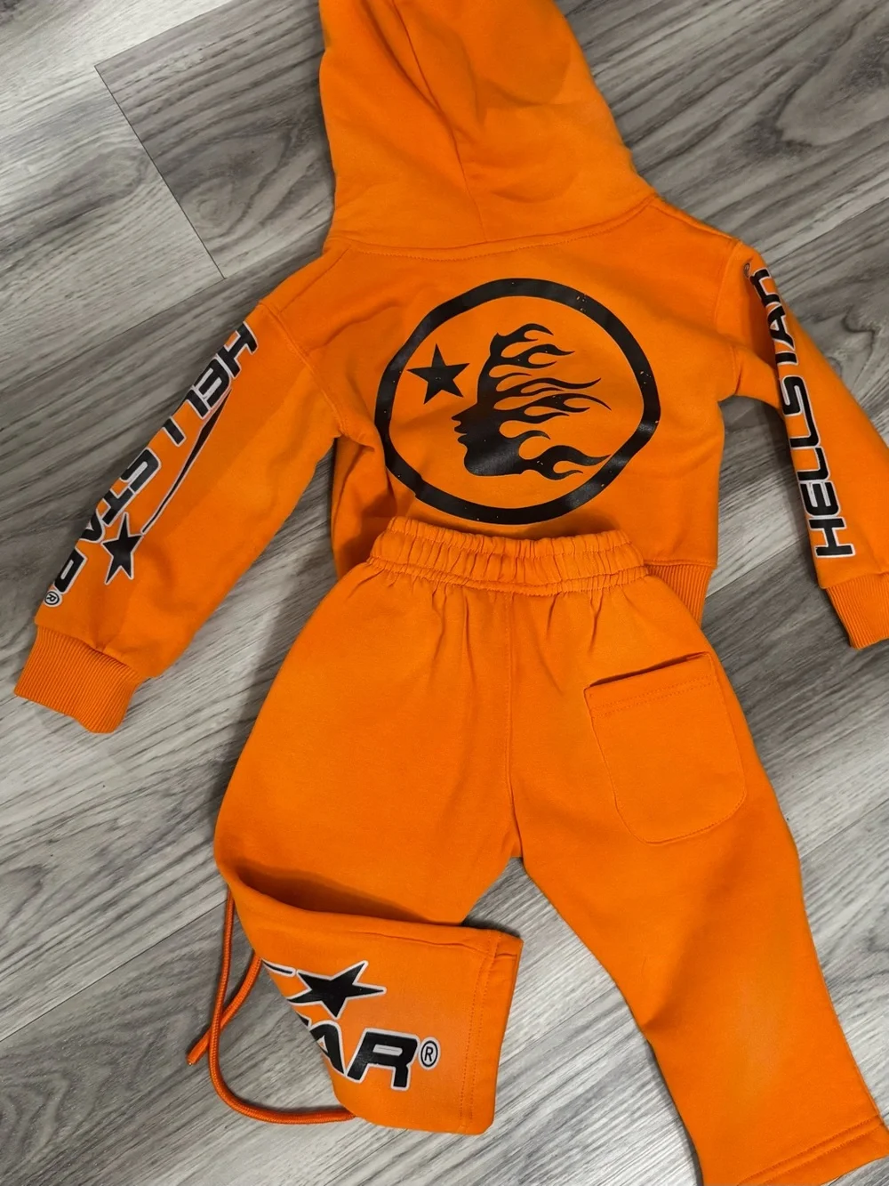 Kids Orange Hooded Sweatshirt & Jogger Set